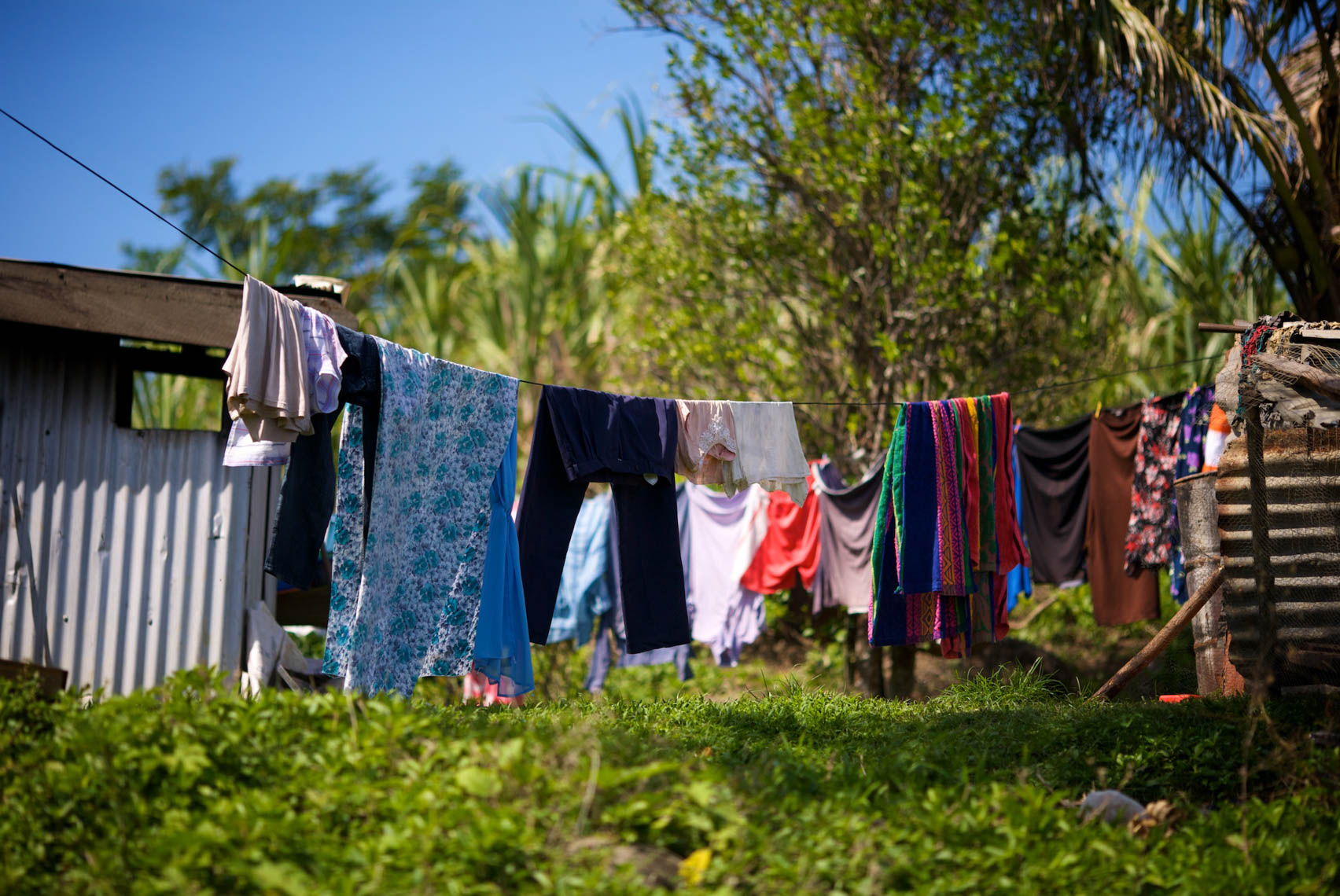Laundry Dries on the Line in Fiji