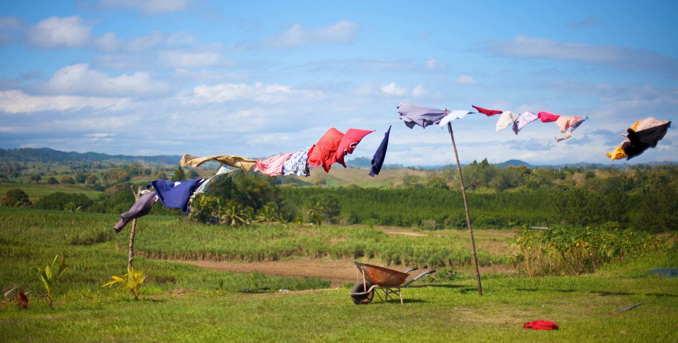 Windy Day with Laundry on a Line in Fiji