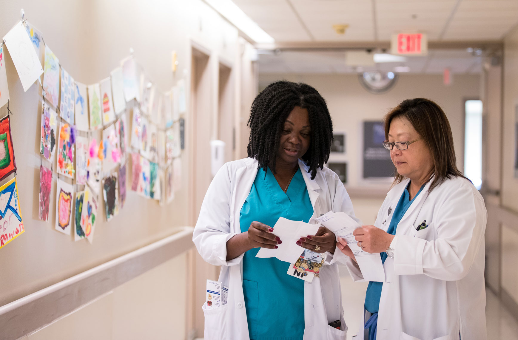 UC Davis Medical Team Members talk in Pediatric Wing