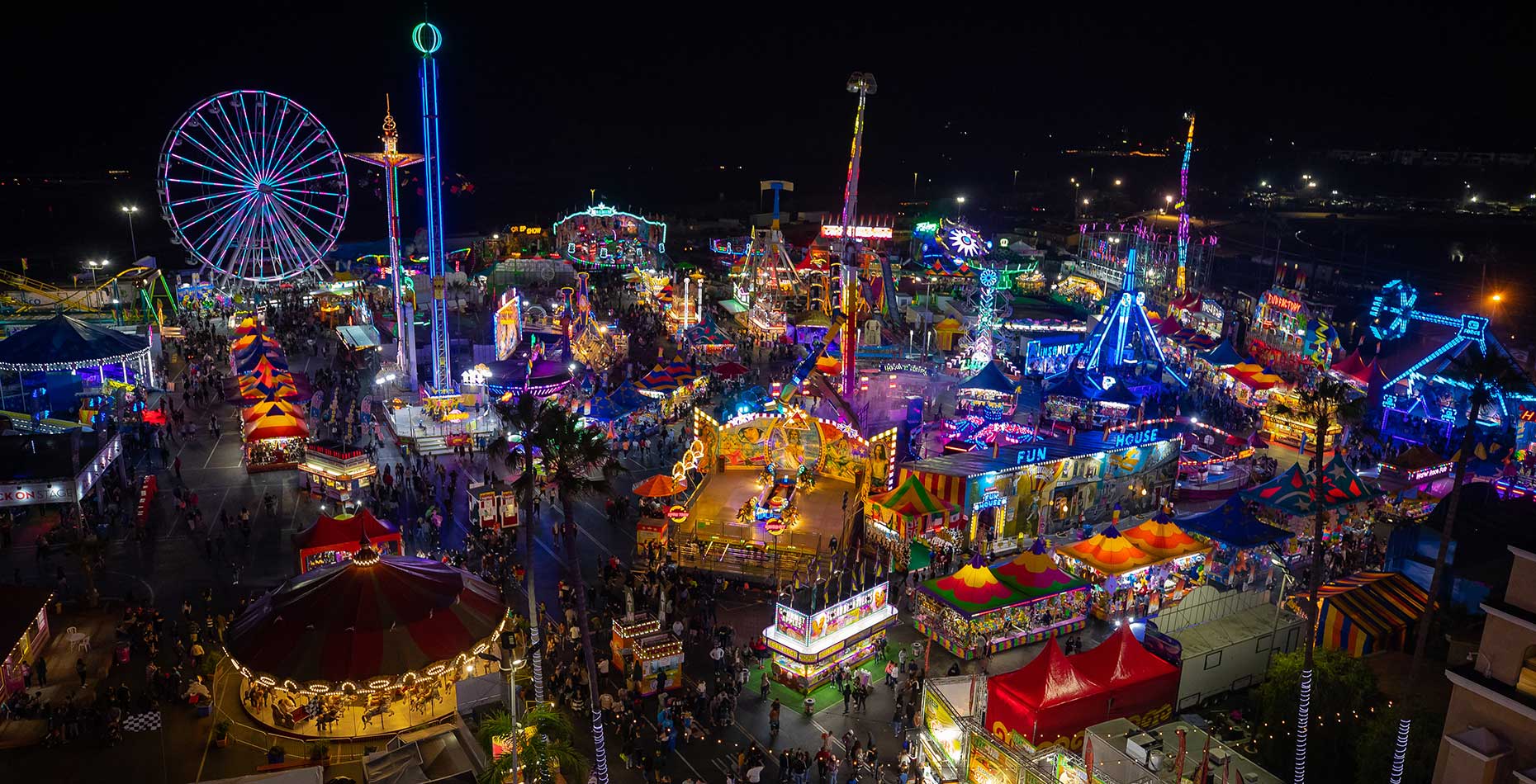 San Diego County Fair Fun Zone at Night