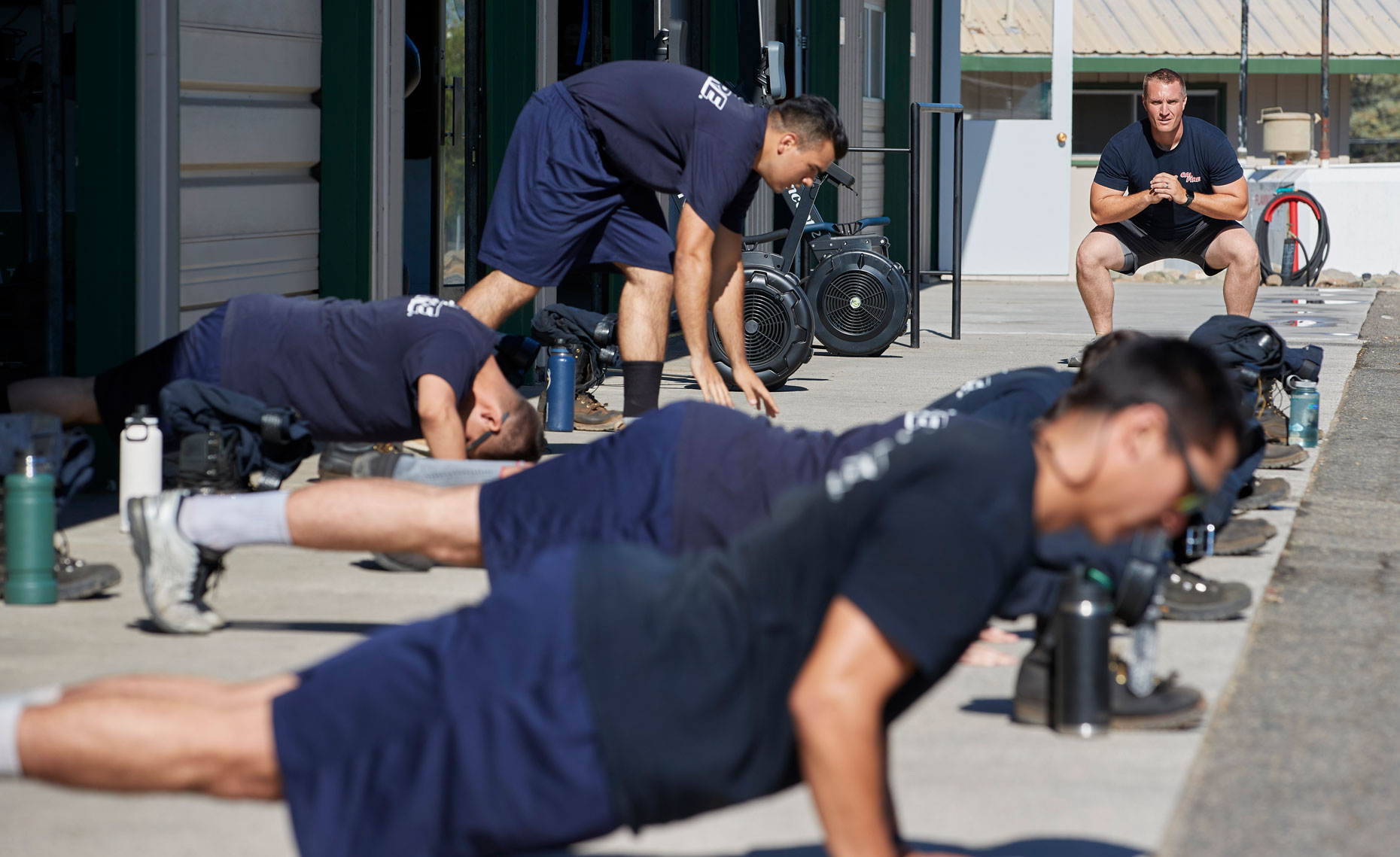 Cal Fire Firefighters Working Out