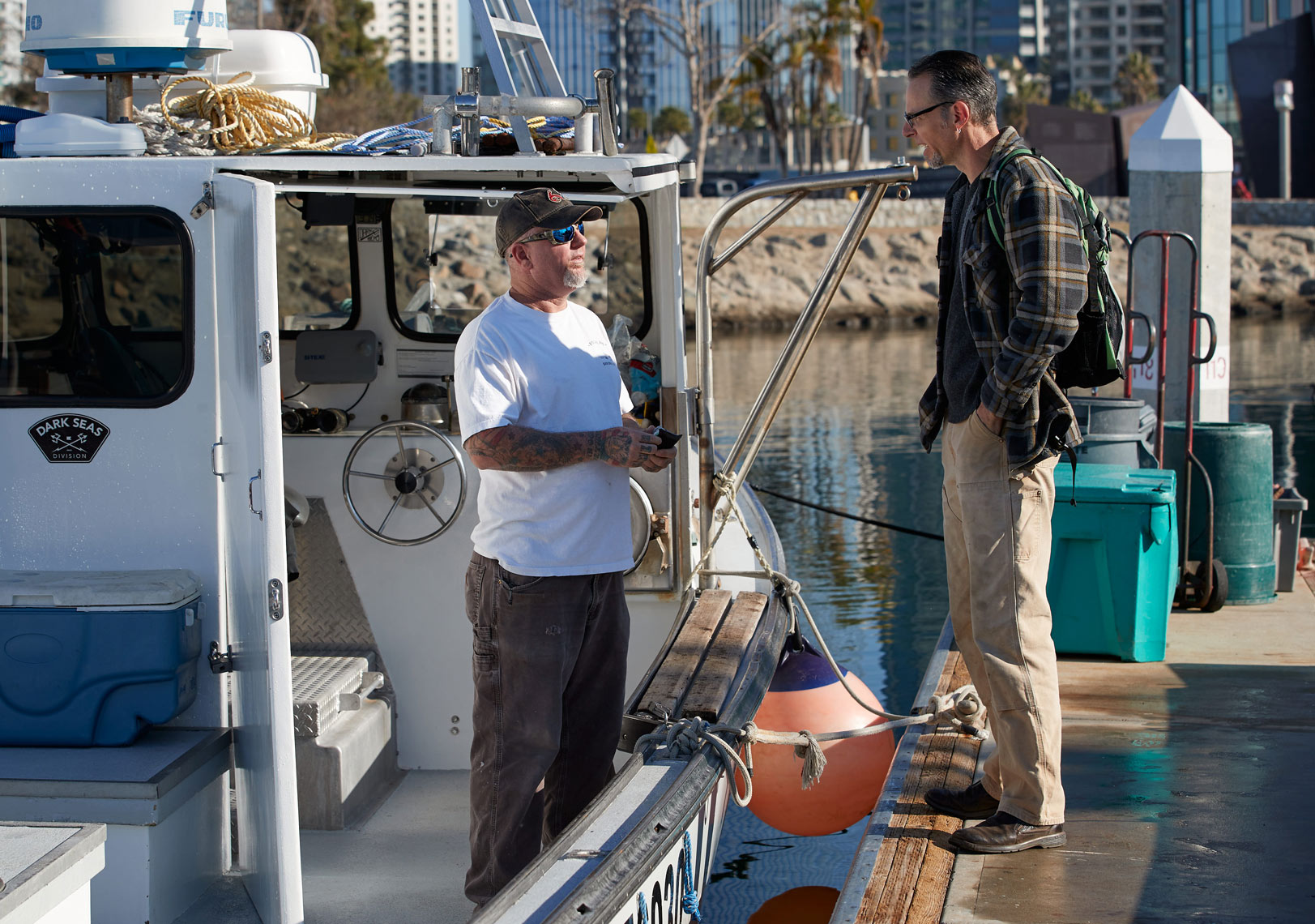 Fisherman Talks With Commercial Fishing Apprentice